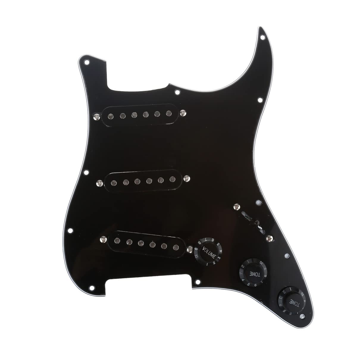 Musiclily Basic Pre-wired Loaded Standard ST-SSS Pickguard Set 3Ply Black