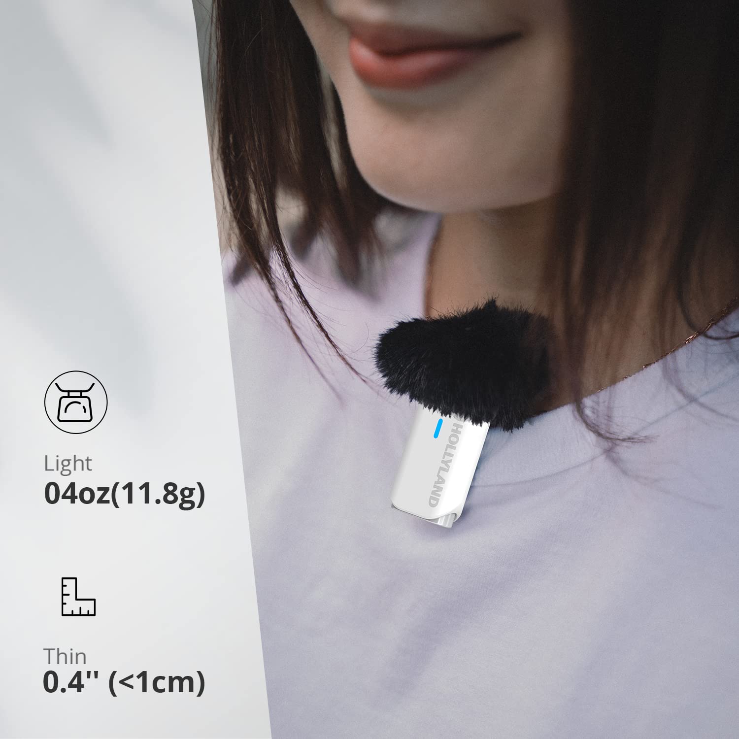 Hollyland Lark M1 Wireless Lavalier Microphone with Noise Cancellation, 656ft Transmission,8H Battery Life, Compact Wireless Lapel Microphone for DSLR Cameras/iPhone/Android/Live Streaming-White
