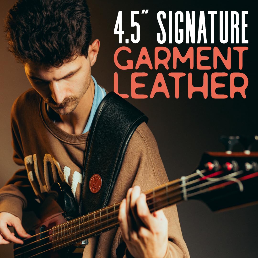 Levy’s Leathers Signature Legacy Series 4.5″ Garment Leather Guitar Strap, Dark Brown (MSS2-4-DBR)