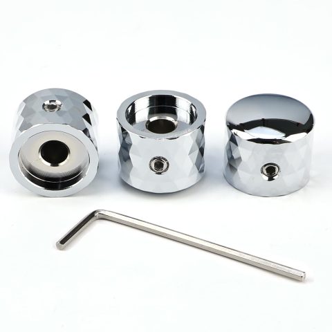 OVSAL 3Pcs Aluminum Alloy Electric Bass Guitar Knobs Speed Control 6.1mm（15/64″） Potentiometer Shaft Dome Metal Volume Tone Knobs for Electric Bass Guitar Replacement Parts (Chrome)