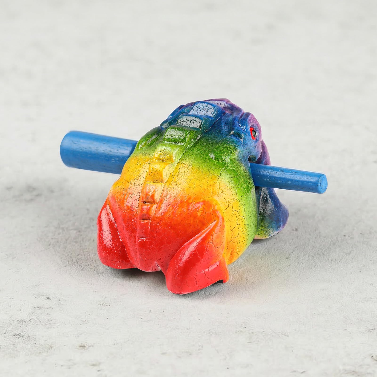 GOGHOST 3.5 inch Frog Guiro Rasp Wooden Instrument (Painted rainbow)