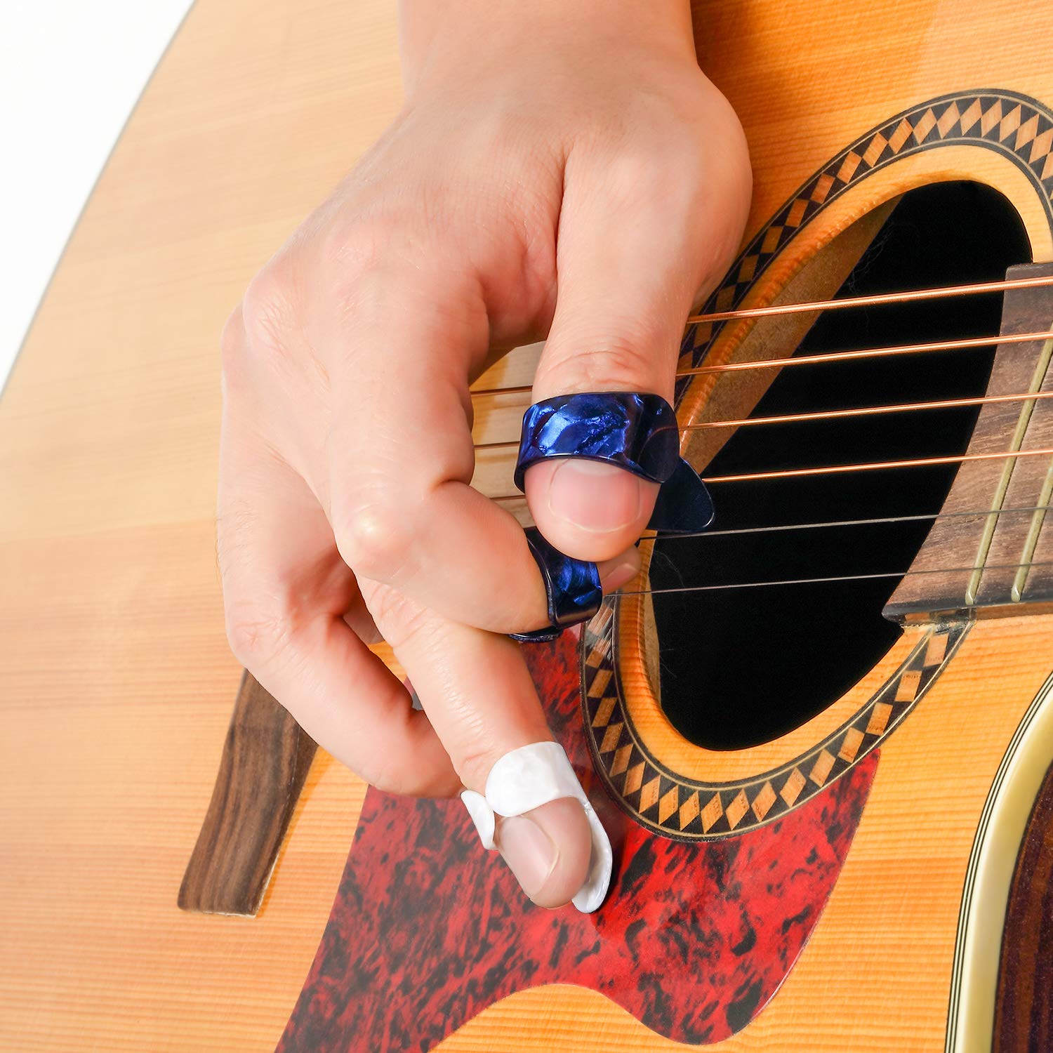 Frienda 12 Pcs Guitar Finger Picks Thumb Picks Gift Set for Acoustic Guitar