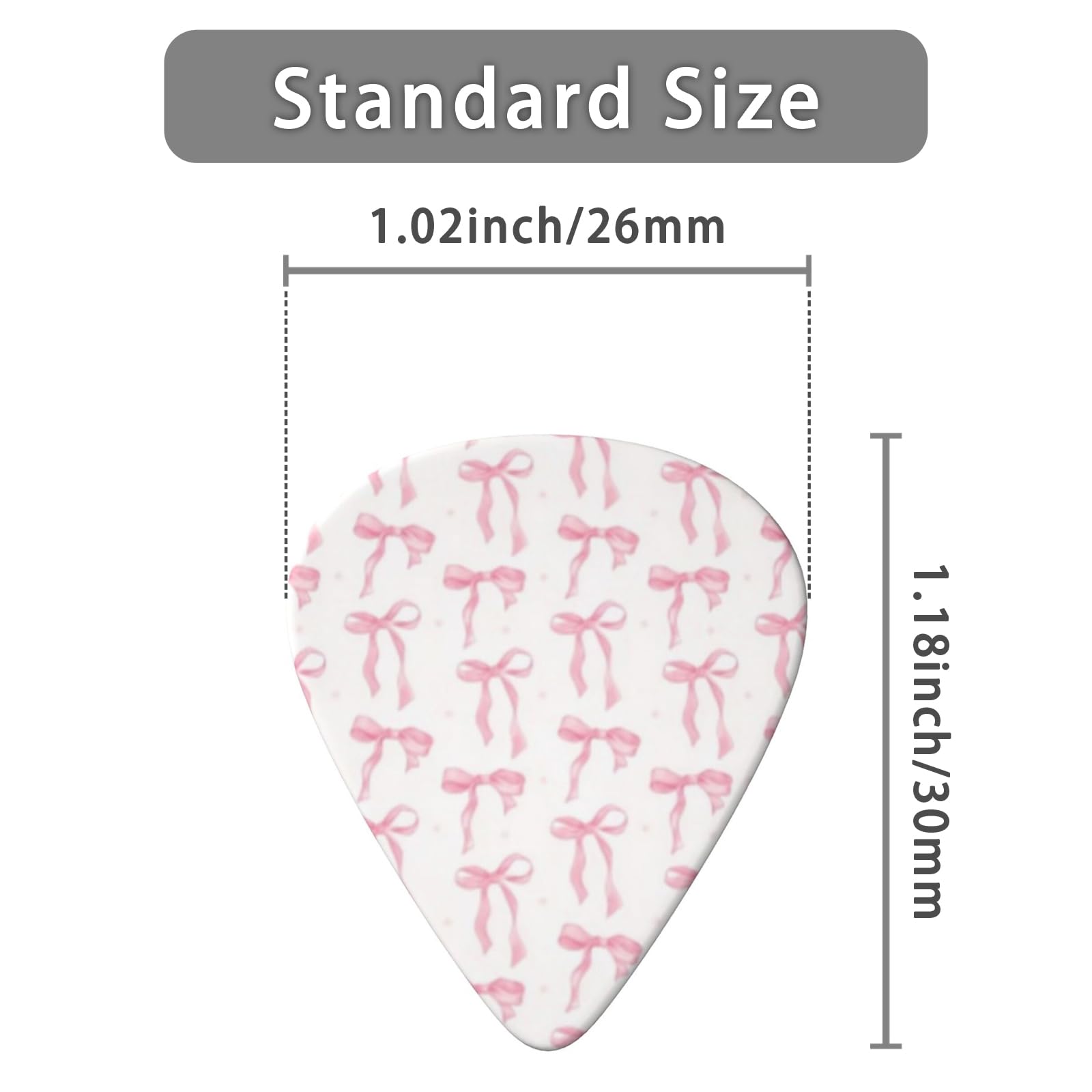 LOZUQII 6 Pack Guitar Picks with Bag, Medium 0.71mm – Cute Pink Ribbon Bow