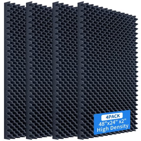 Evovoce Sound Dampening Foam Panels, 2 Pack 48″ x 24″ x 2″ High Density Egg Crate Foam, Acoustic Sound Proofing Wall Panels for Noise Reduction, Recording Studio, Gaming