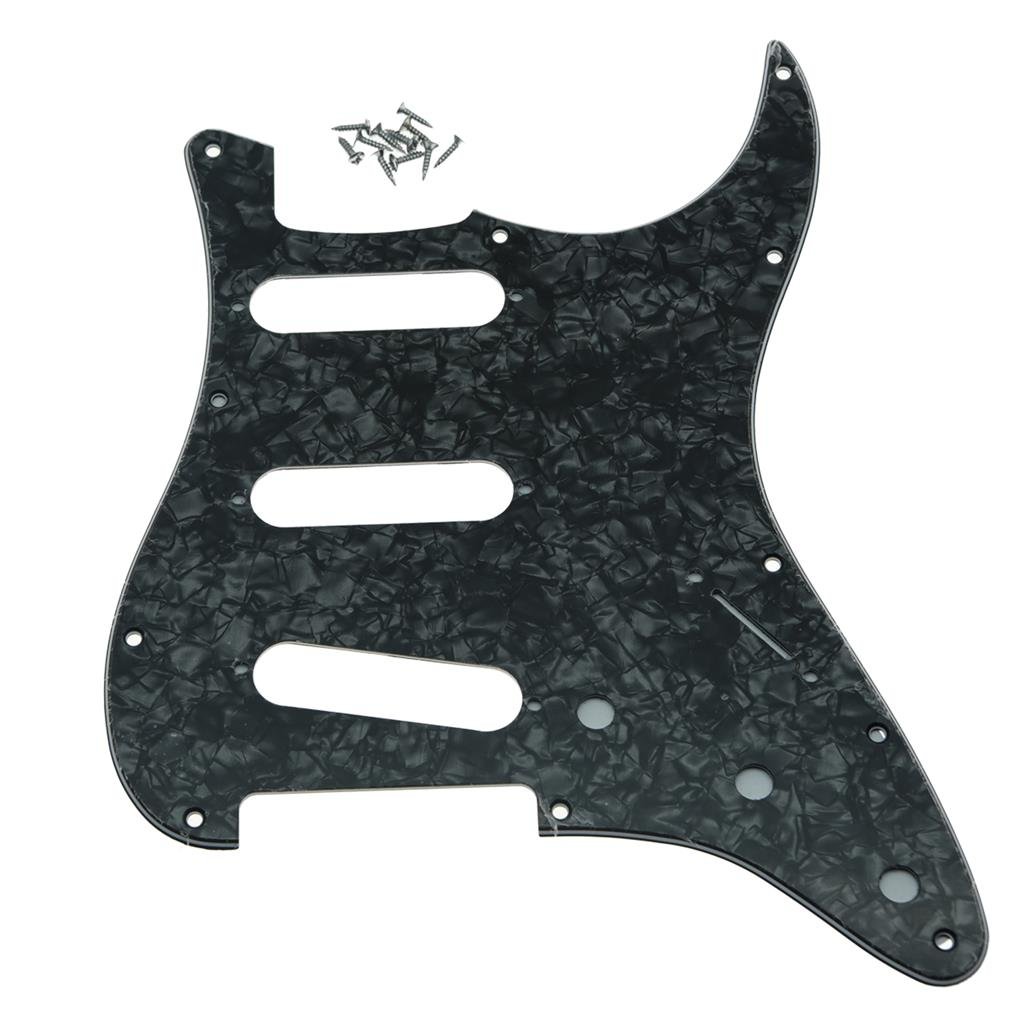 Dopro 11 Hole Vintage 62 Strat ST SSS Single Coil Pickups Guitar Pickguard Scratch Plate with Screws for American FD 62 Stratocaster Black Pearl