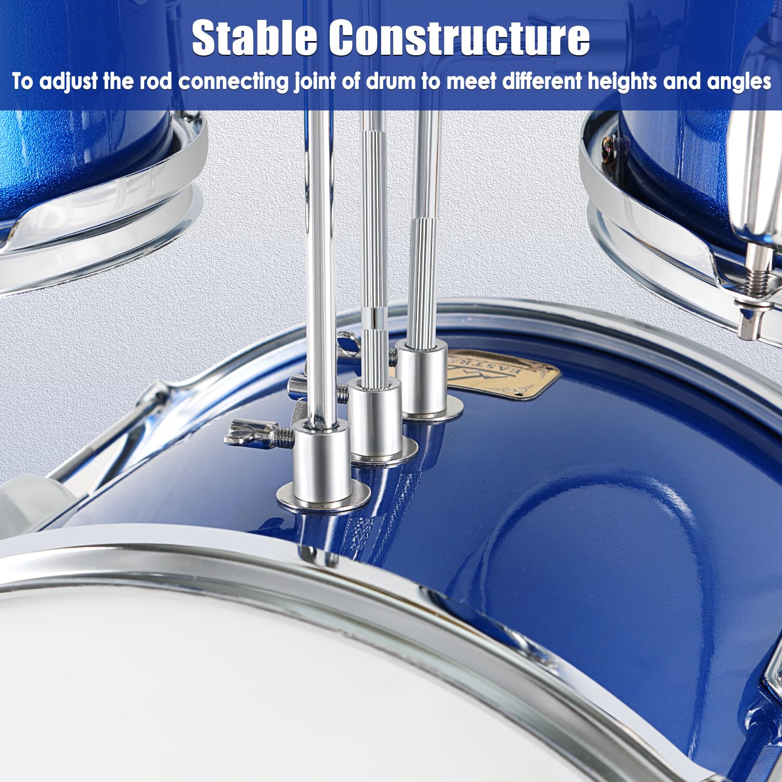 EASTROCK 3 Piece 14” Junior Drum sets for Drummer,Dark Blue