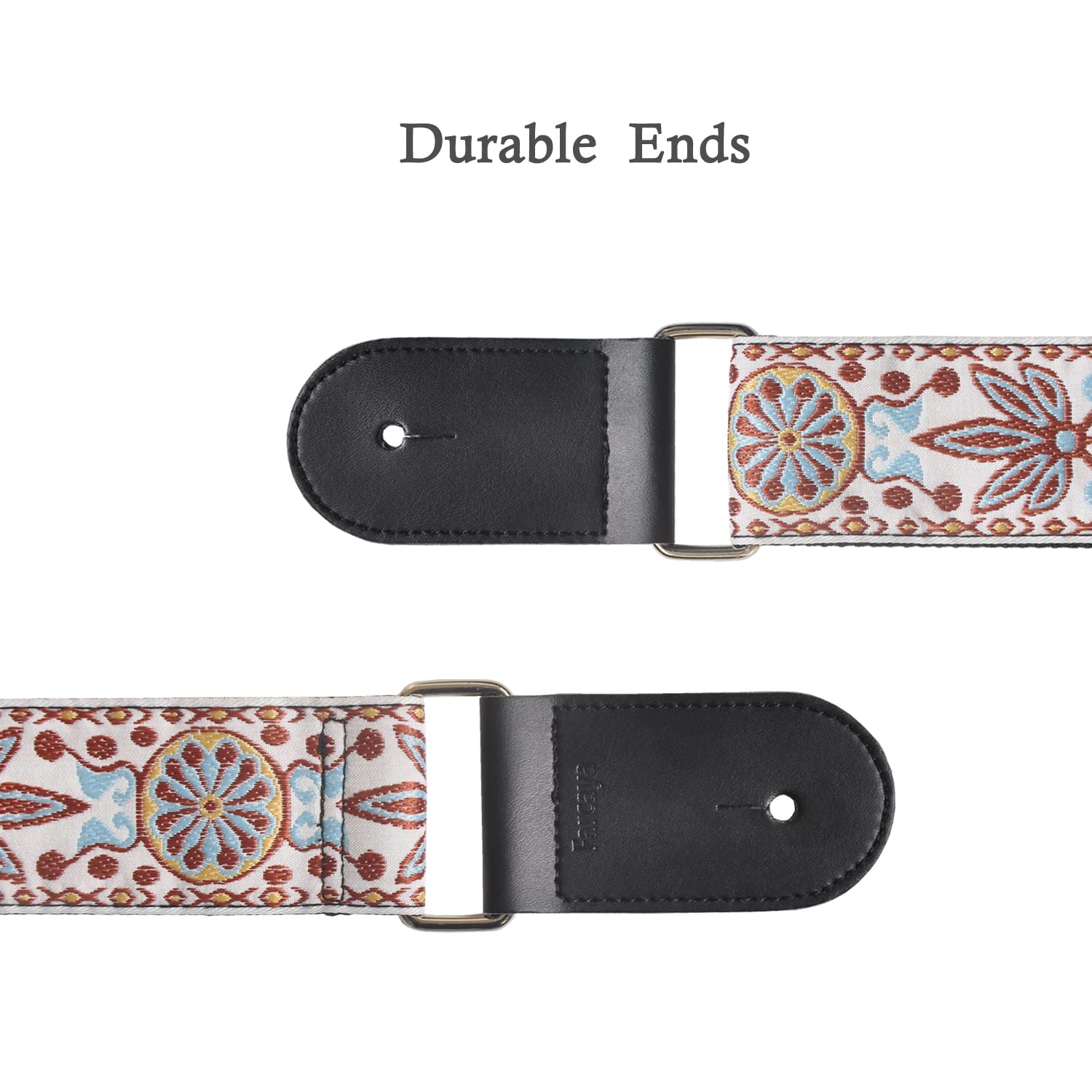 Farcaya Guitar Strap Acoustic Electric Bass Guitar Strap Jacquard Weave Cotton Adjustable Guitar Shoulder Strap with 2Strap Locks + 3Picks+ Headstock Strap Button (Brown Orange)