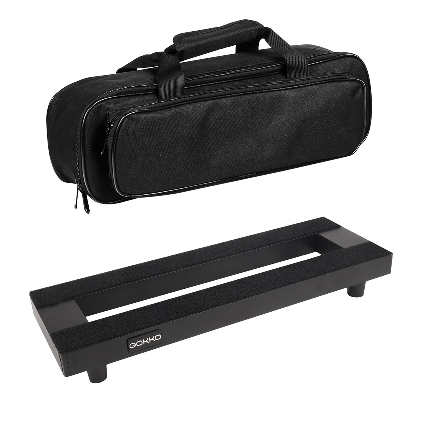 GOKKO Small Guitar Pedal Board 15″ x 5″ Aluminum Alloy Pedalboard with Case