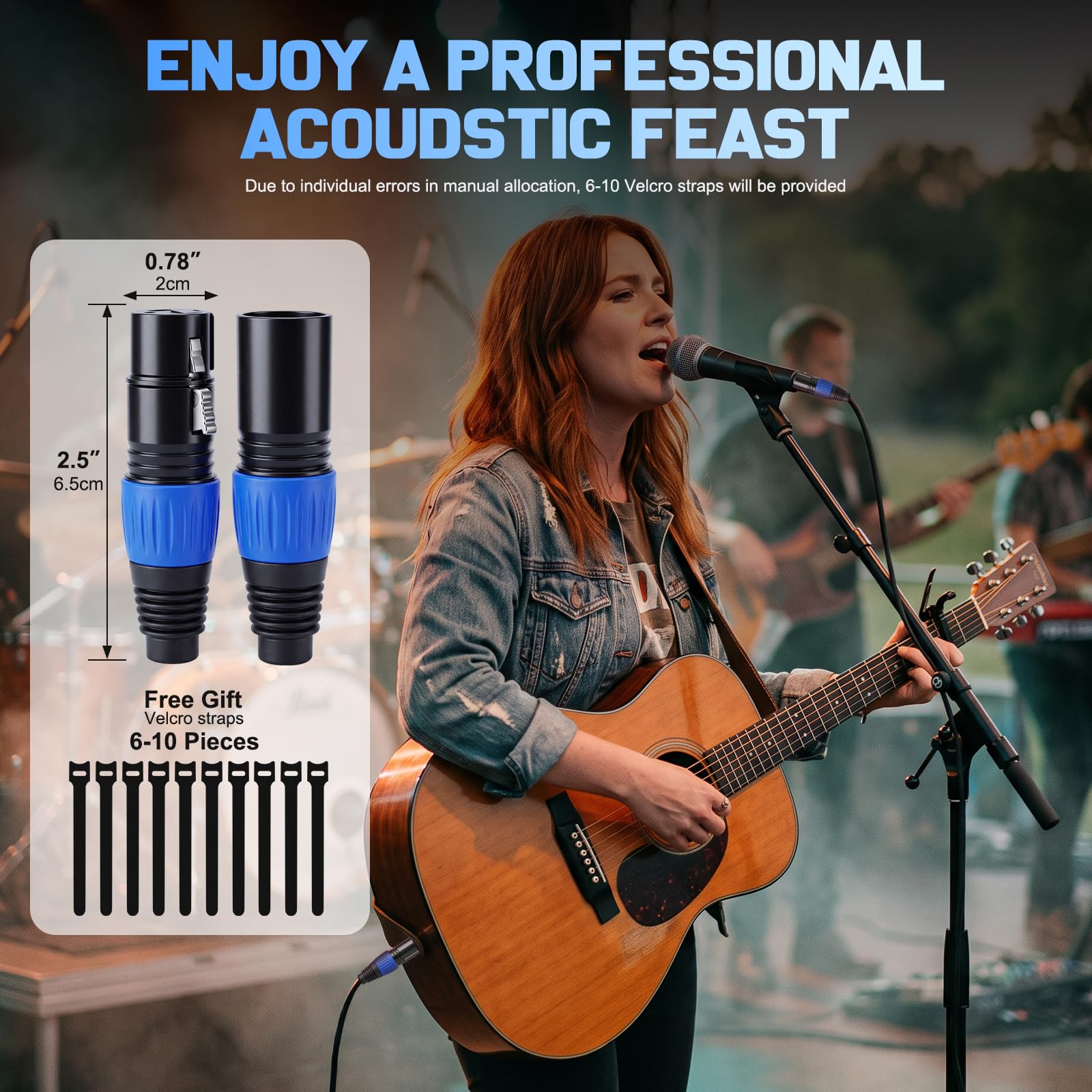 JIYEM 10ft 6-Pack XLR Cables, 3-Pin OFC Cords for Studio, Stage, DMX Mixer