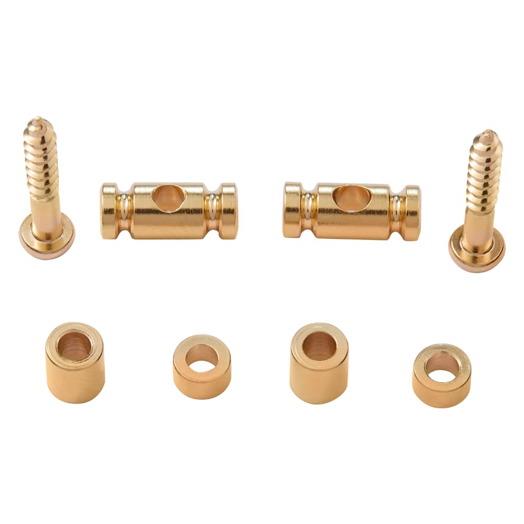 KAISH Set of 2 Stainless Steel Barrel Guitar String Guides Stainless String Retainers String Trees with two Short and two Tall Spacers for Various Guitars Gold