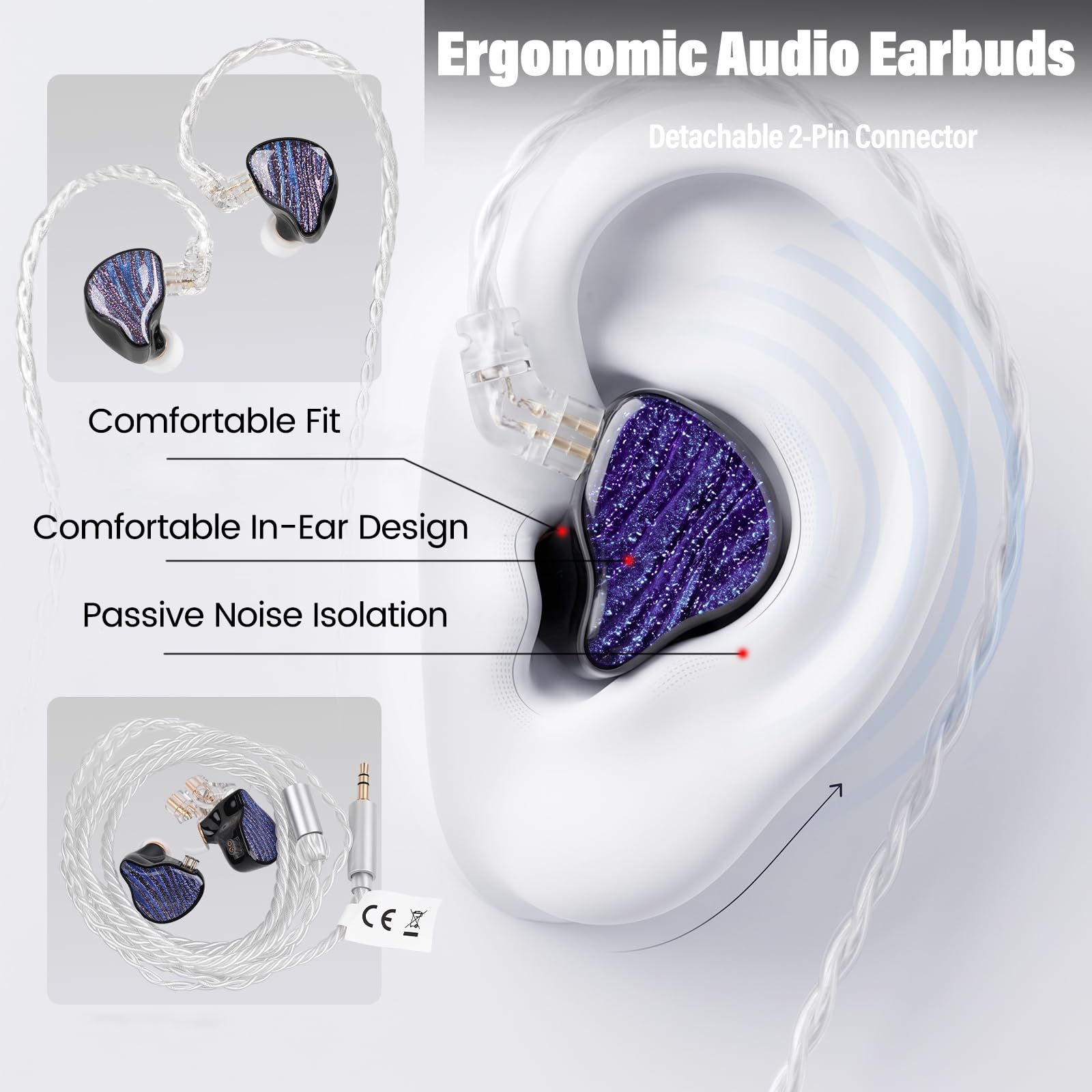 RooRuns HiFi in Ear Monitor Headphones, Wired Stereo IEM Earphones/Earbuds