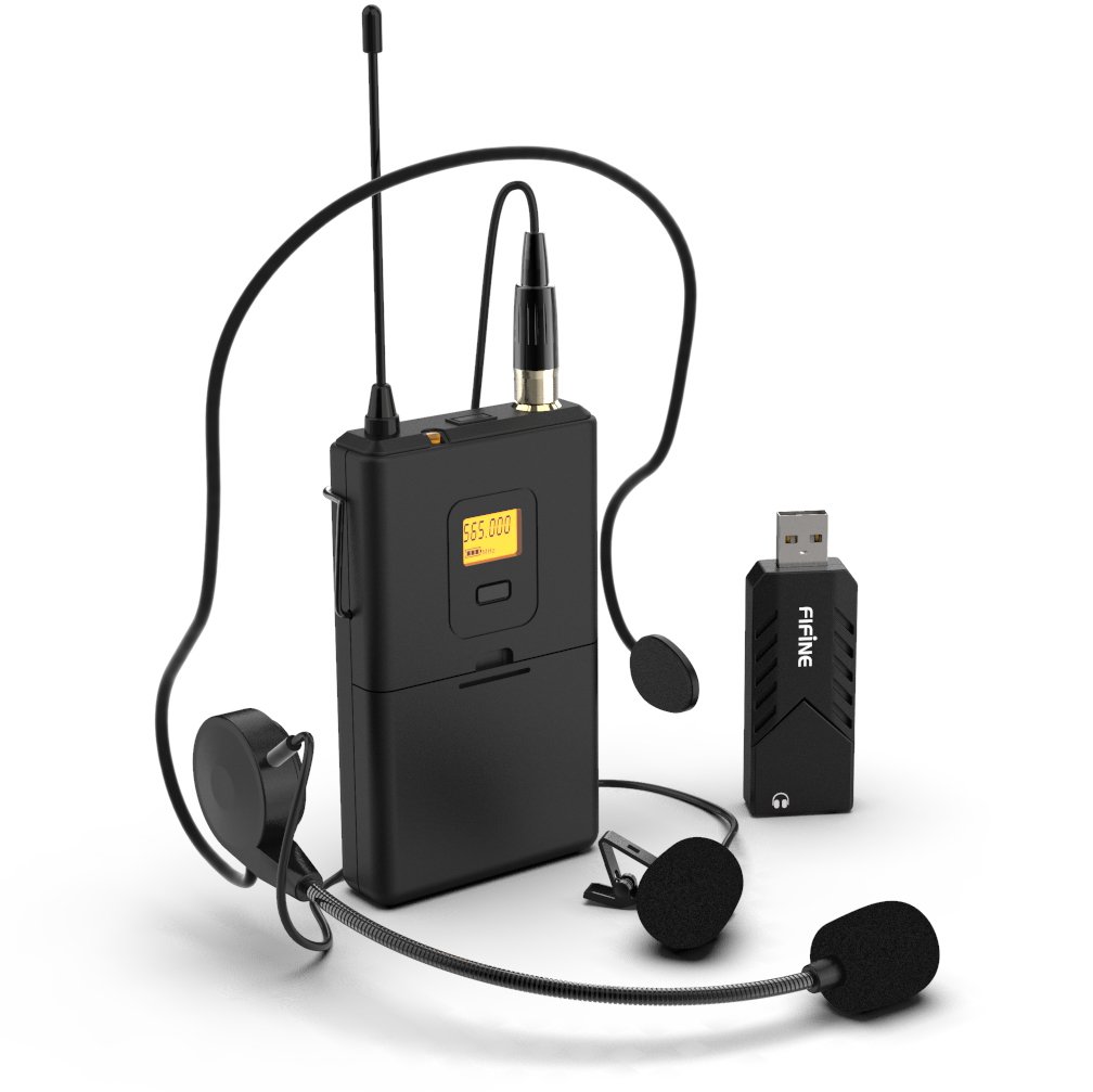FIFINE K031B USB Wireless Microphone System with Headset Lavalier Lapel Mic