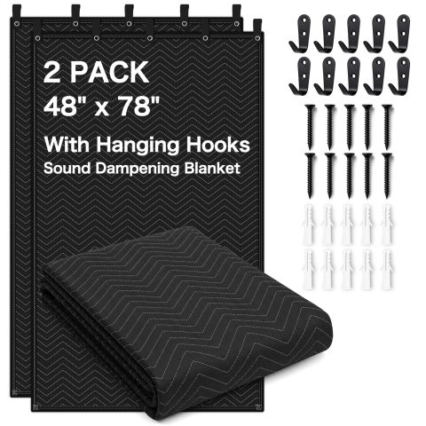 AMUFON Sound Dampening Moving Blanket,48 x 78 in,5 Hooks Included