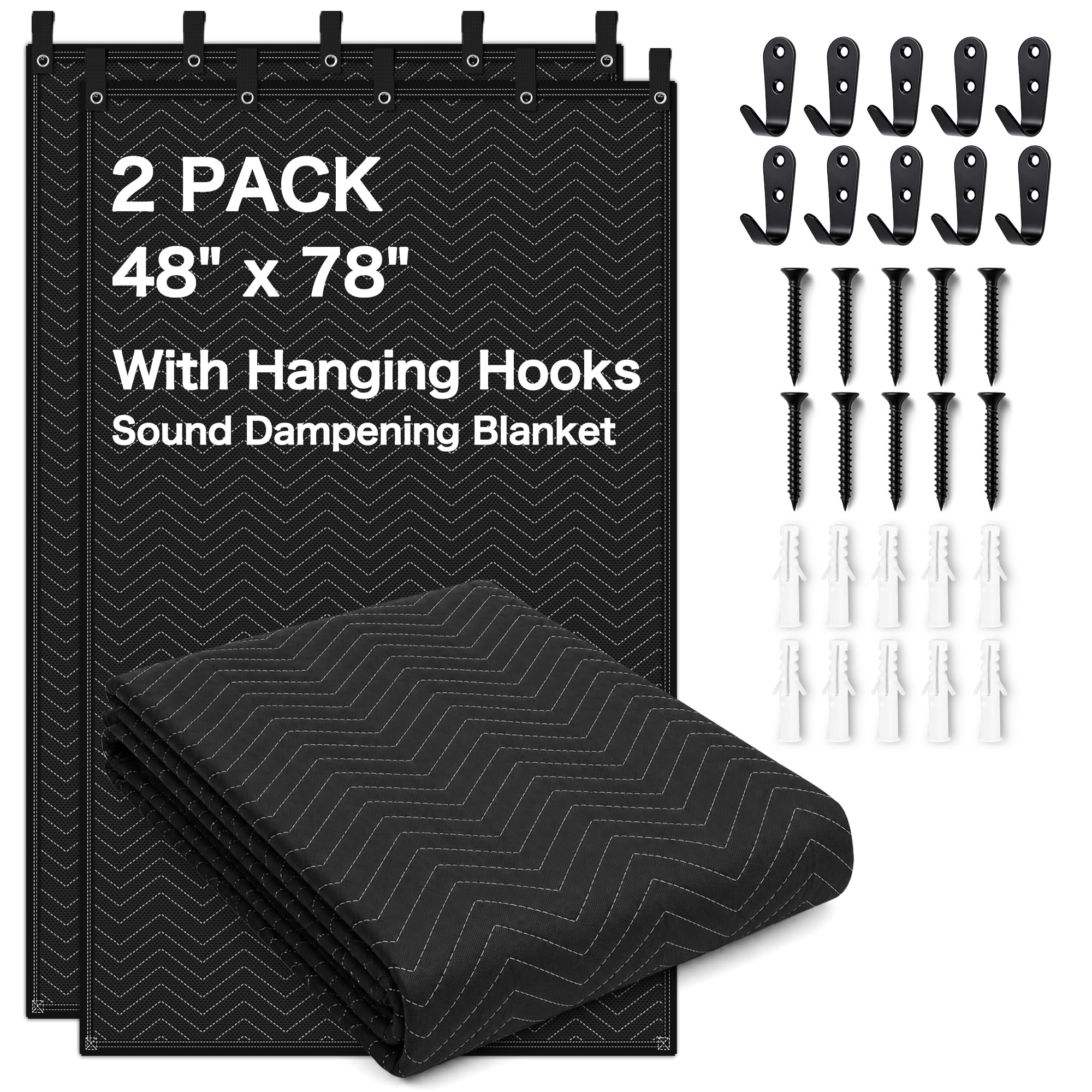 AMUFON Sound Dampening Moving Blanket,48 x 78 in,5 Hooks Included