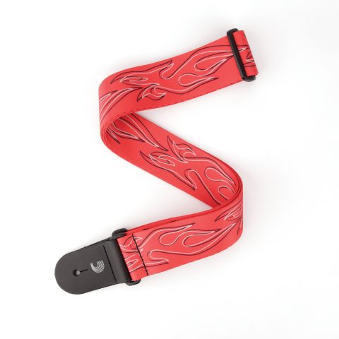 D’Addario Accessories Planet Waves P20W1402 2-Inch Woven Guitar Strap, Flames Pinstripe – Red with Black