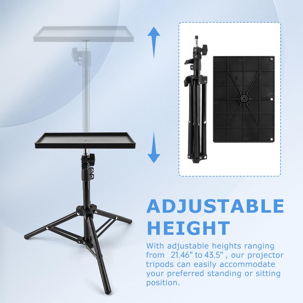 Portable Projector Tripod Stand, 21‑44 Inch Height‑Adjustable Floor Stand