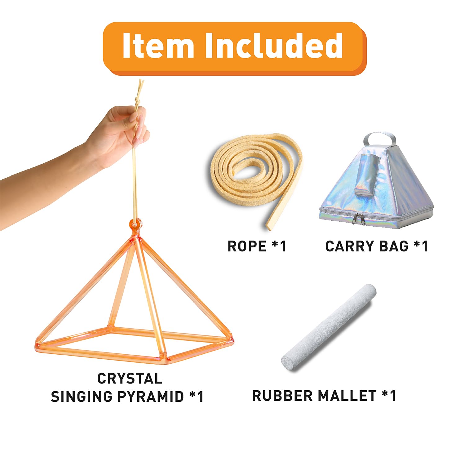 CVNC Quartz Crystal Singing Pyramid 10 Inch Golden Tea Color