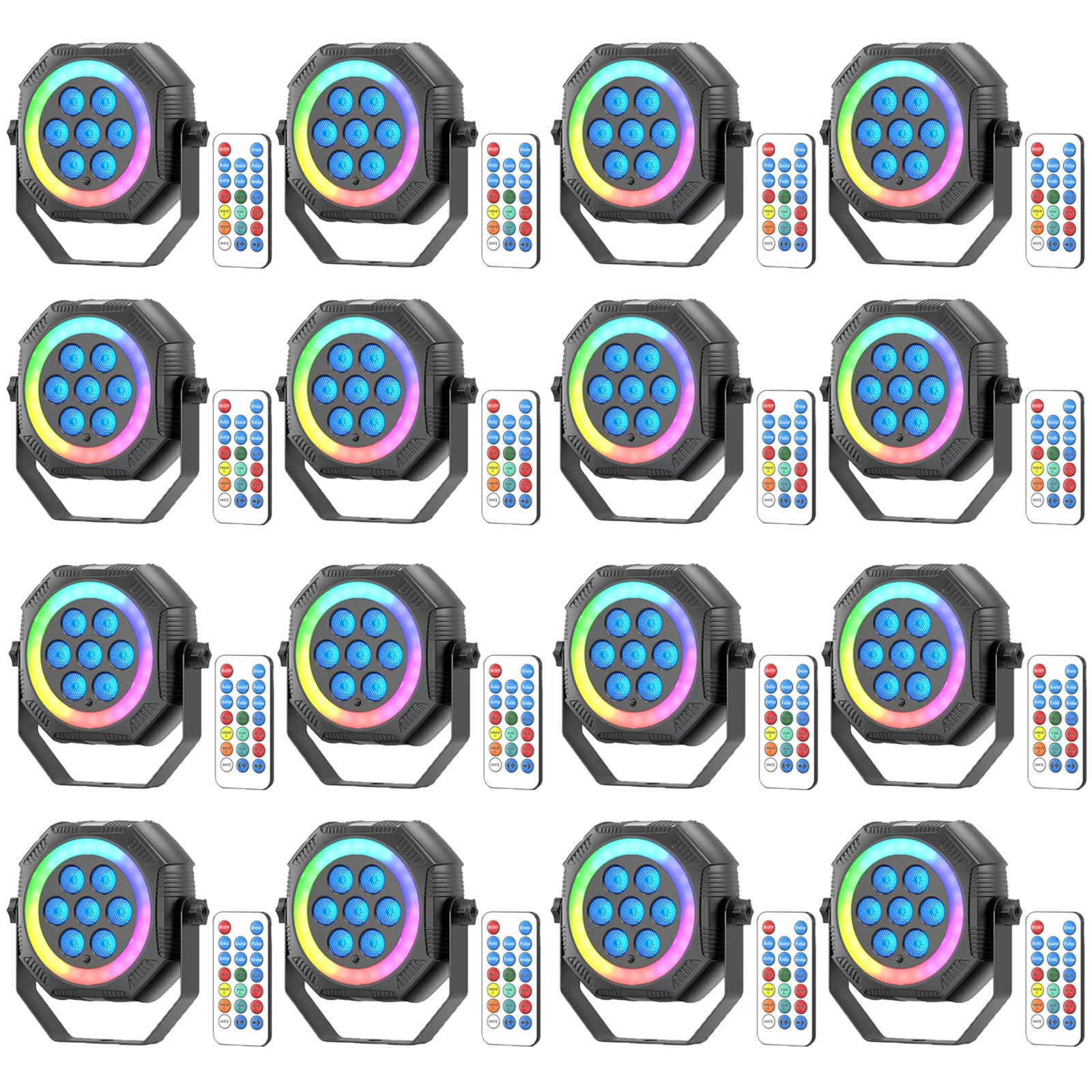 Stage Lights Mini RGB Battery Powered Uplights LED Rechargeable Par Can Lights with Halo, Sound-Activated Auto Wireless Uplights for Events Indoor Outdoor Party Wedding Stage Lighting(16 Pack)