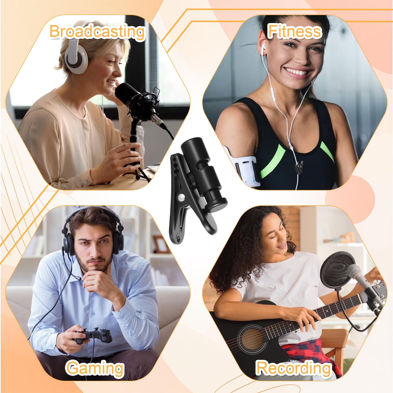 6 PCS Headphone Clips, Black Headset Wire Clip for 2-4mm Cables