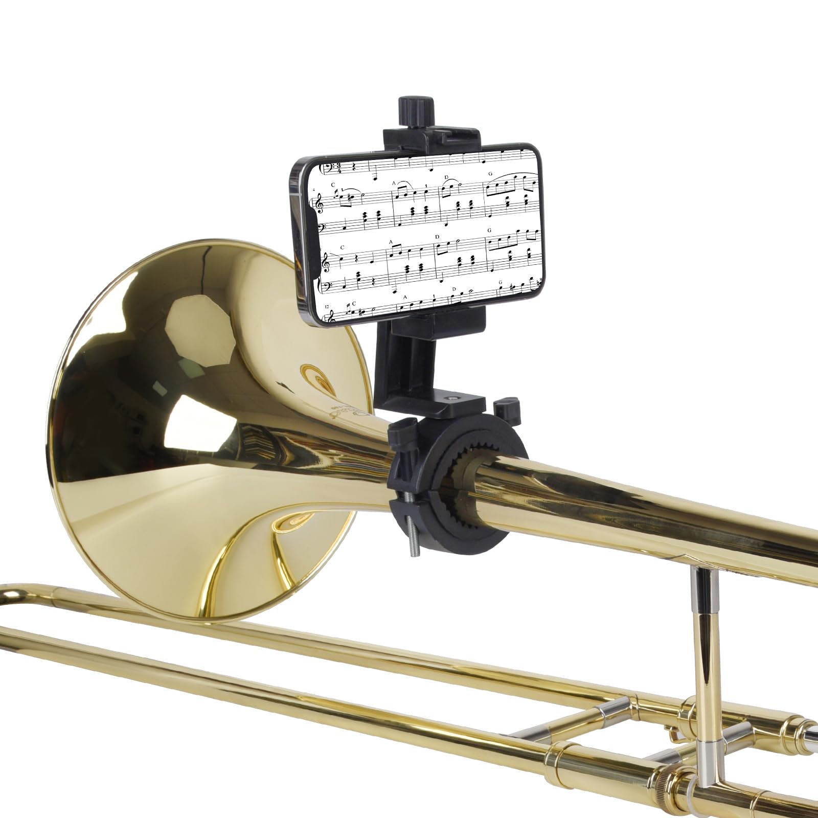 Adjustable Trombone Phone Lyre,1.5”-2.5” Low Brass Lyre for Trombone, Mellophone,- Fits of 99.9% of Smartphones