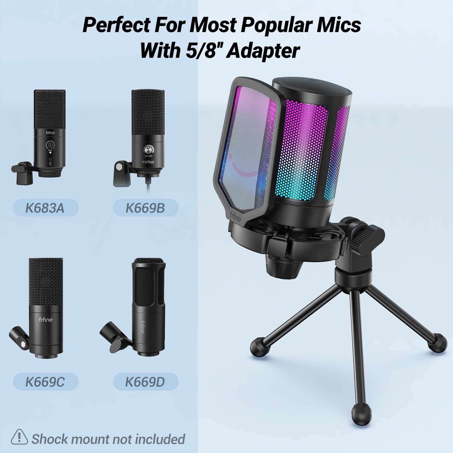 FIFINE DP1 Foldable Desktop Tripod Microphone Stand for Gaming Podcasting