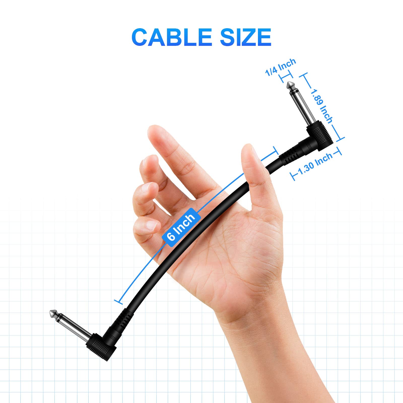 Heams Premium 6 Pack 6 Inch Guitar Patch Cable, Noise Free, Long-Lasting