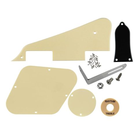 FLEOR 1Ply Cream Pickguard Back Plate Screws Set & Toggle Switch Plate(Cream) & Bracket Fit LP Style Guitar Pickguard Replacement