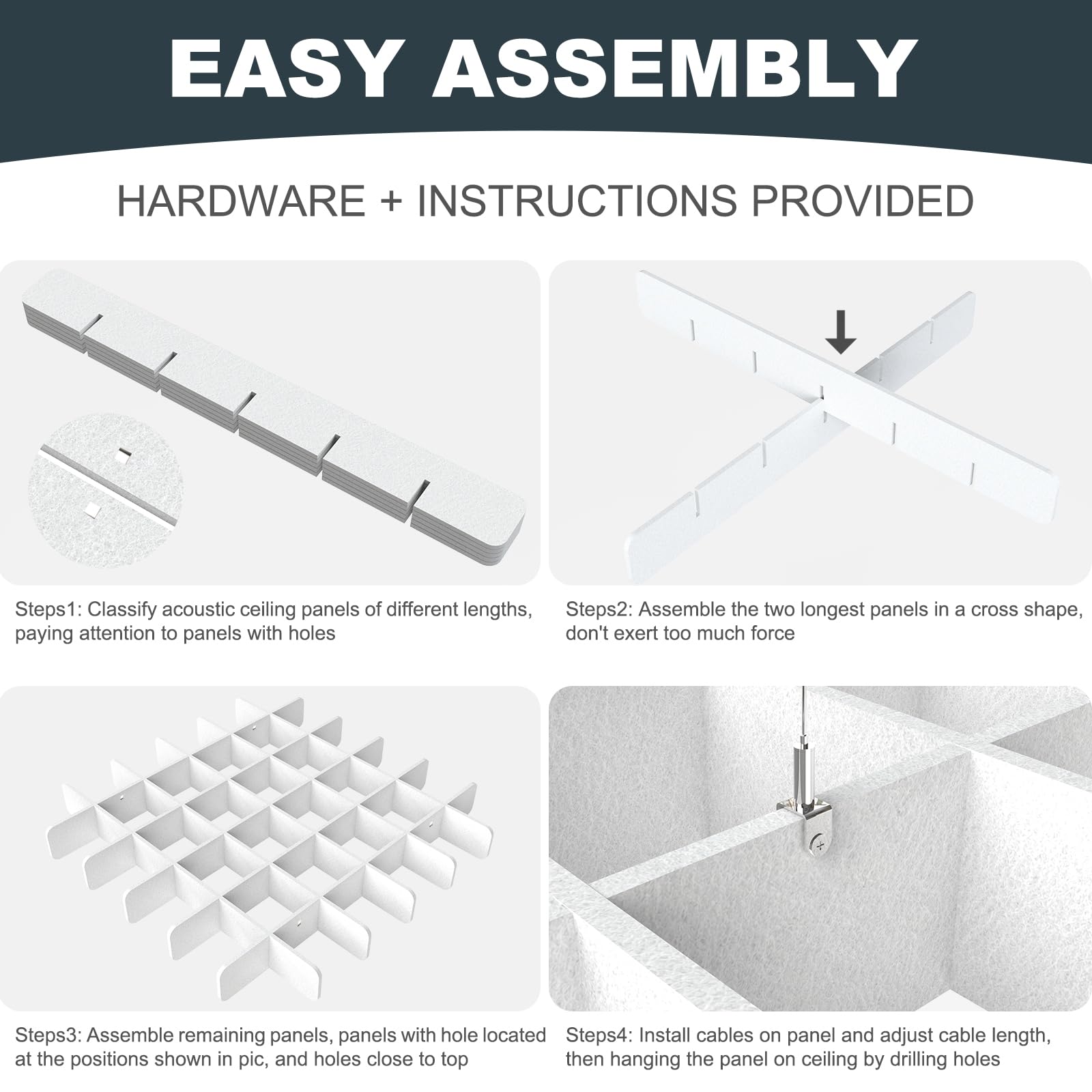 Acoustic Ceiling Panels Sound Absorbing Panels, Square White