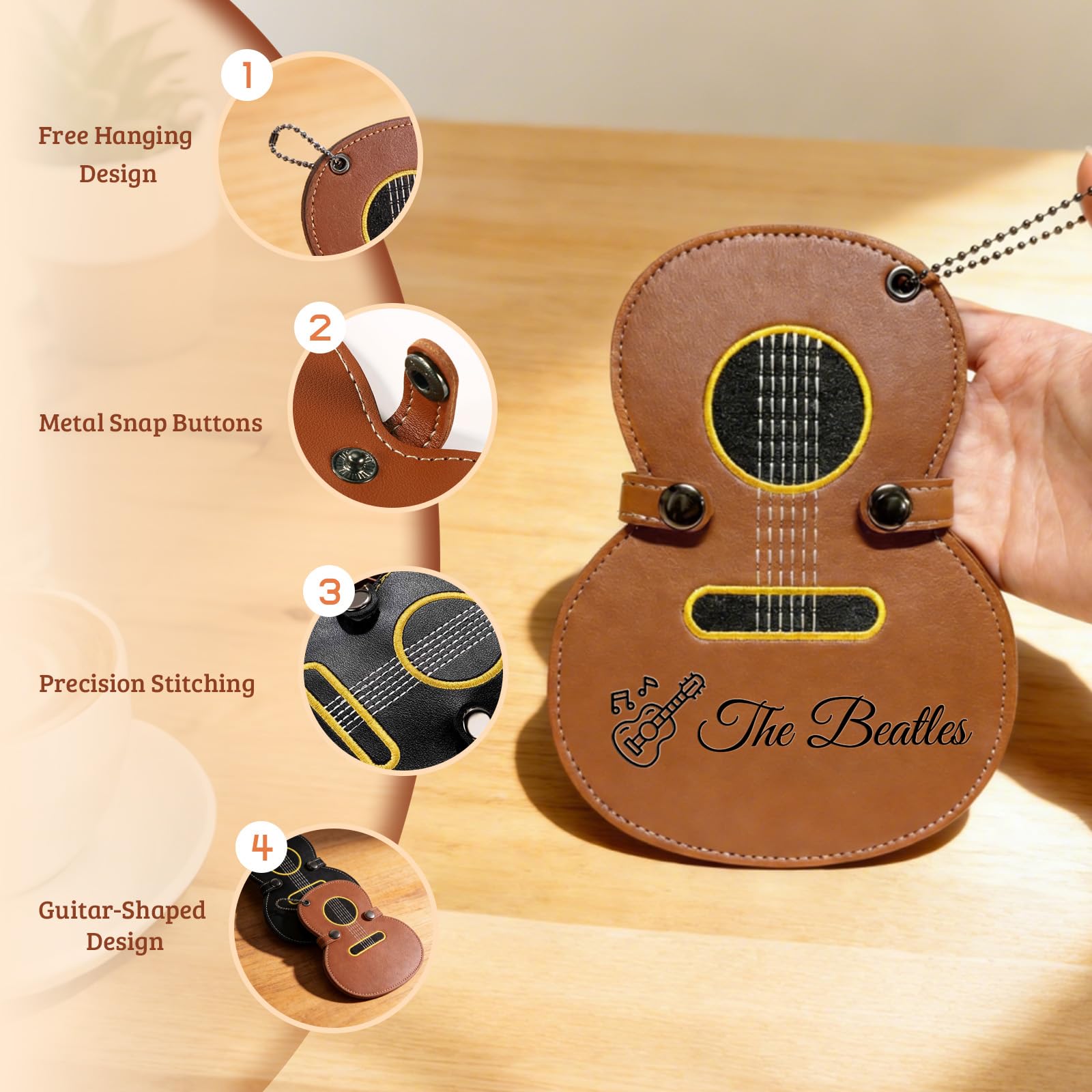 Custom Guitar Picks Holder Personalized Leather Storage Bag with Name