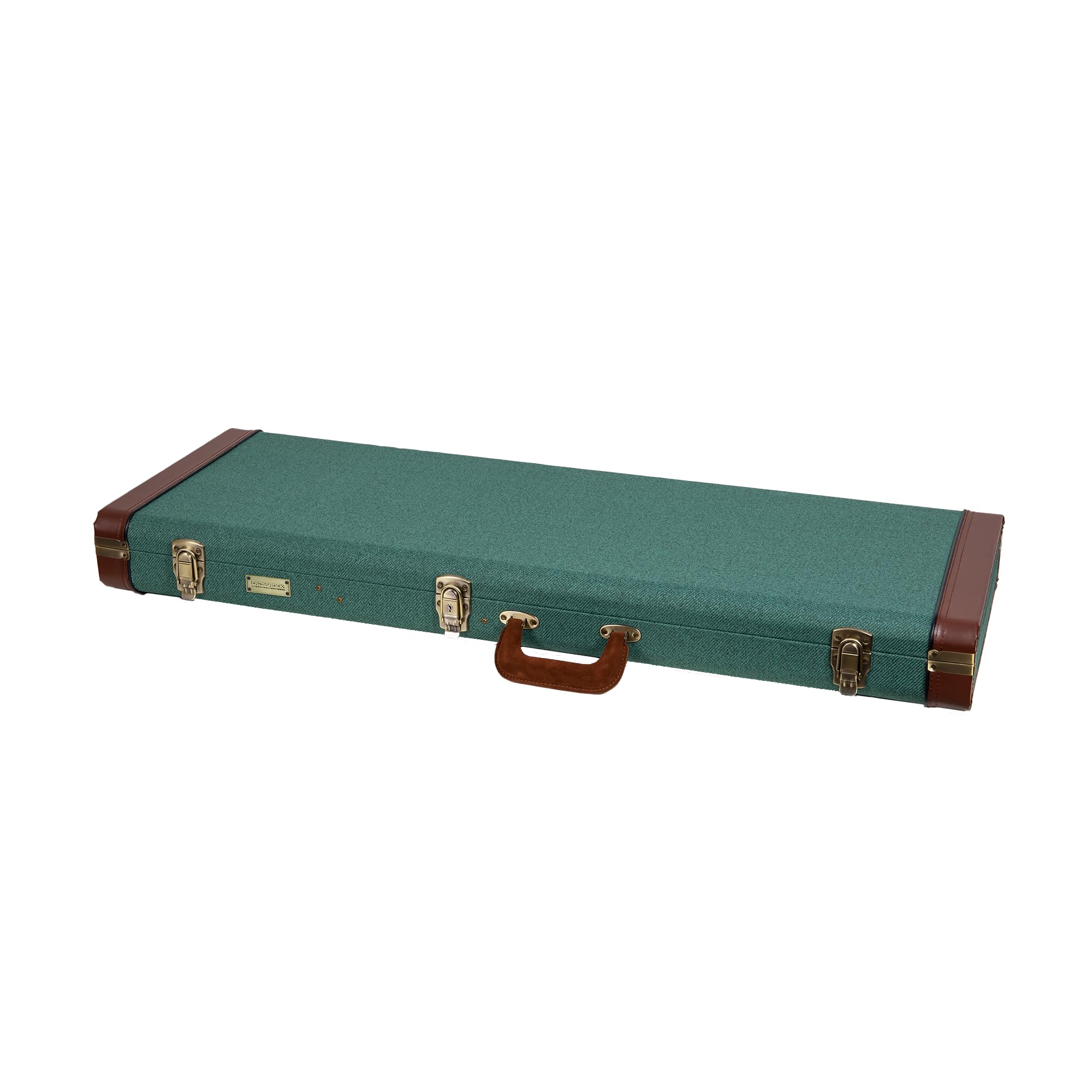 Crossrock Master Series Electric Guitar Case for Fender Stratocaster & Telecaster | Malachite Blue Tweed Exterior, Re-Engineered Wooden Shell, Leather Handle(CRW720EMB)