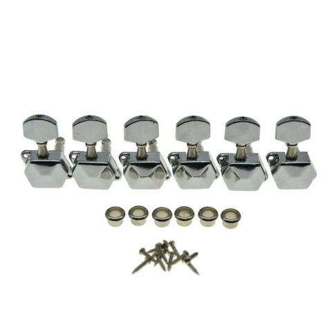 KAISH 6 Inline Semi-Closed Guitar Tuning Keys Pegs Guitar Tuners Machine Heads for Electric Guitars Chrome