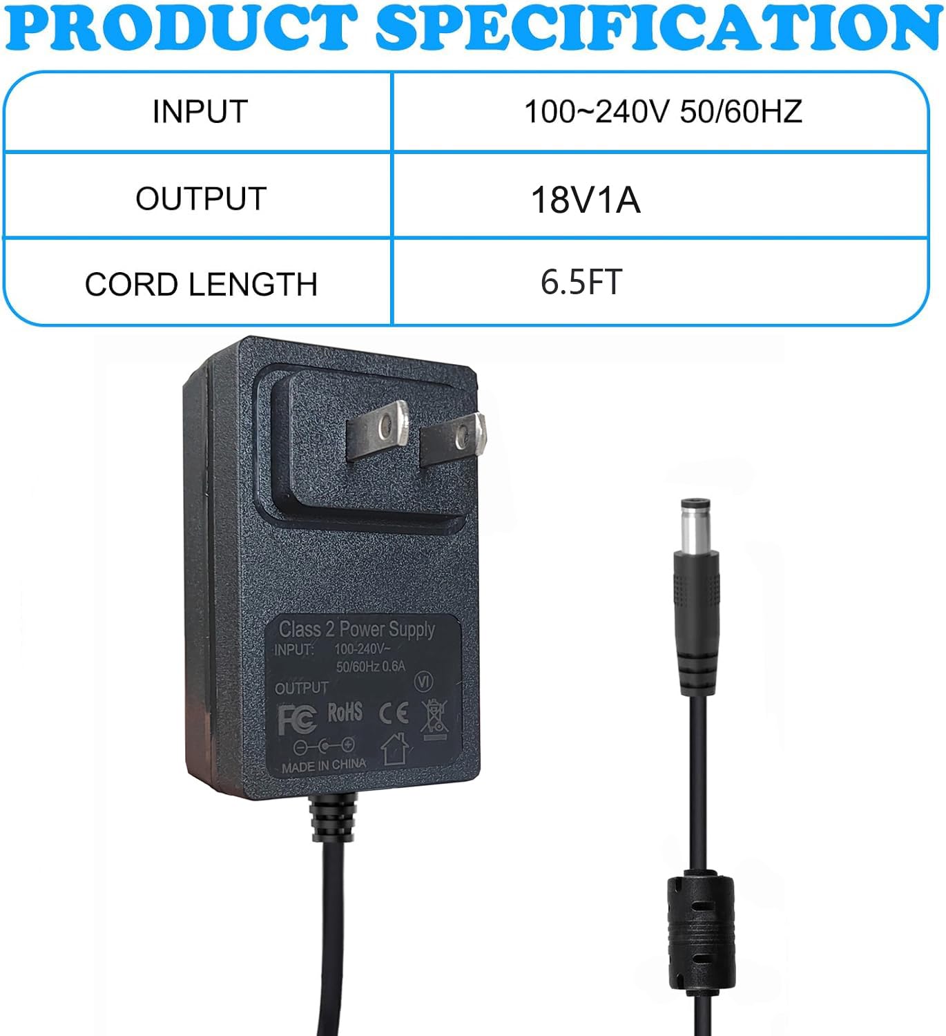 18V 1A Guitar Pedal Power Supply Compatible with Dunlop MXR Guitar Pedal,18V DC Regulated Power Supply Center Negative Plug for JOYO JP-01 JP-02 Effect Pedal Cord