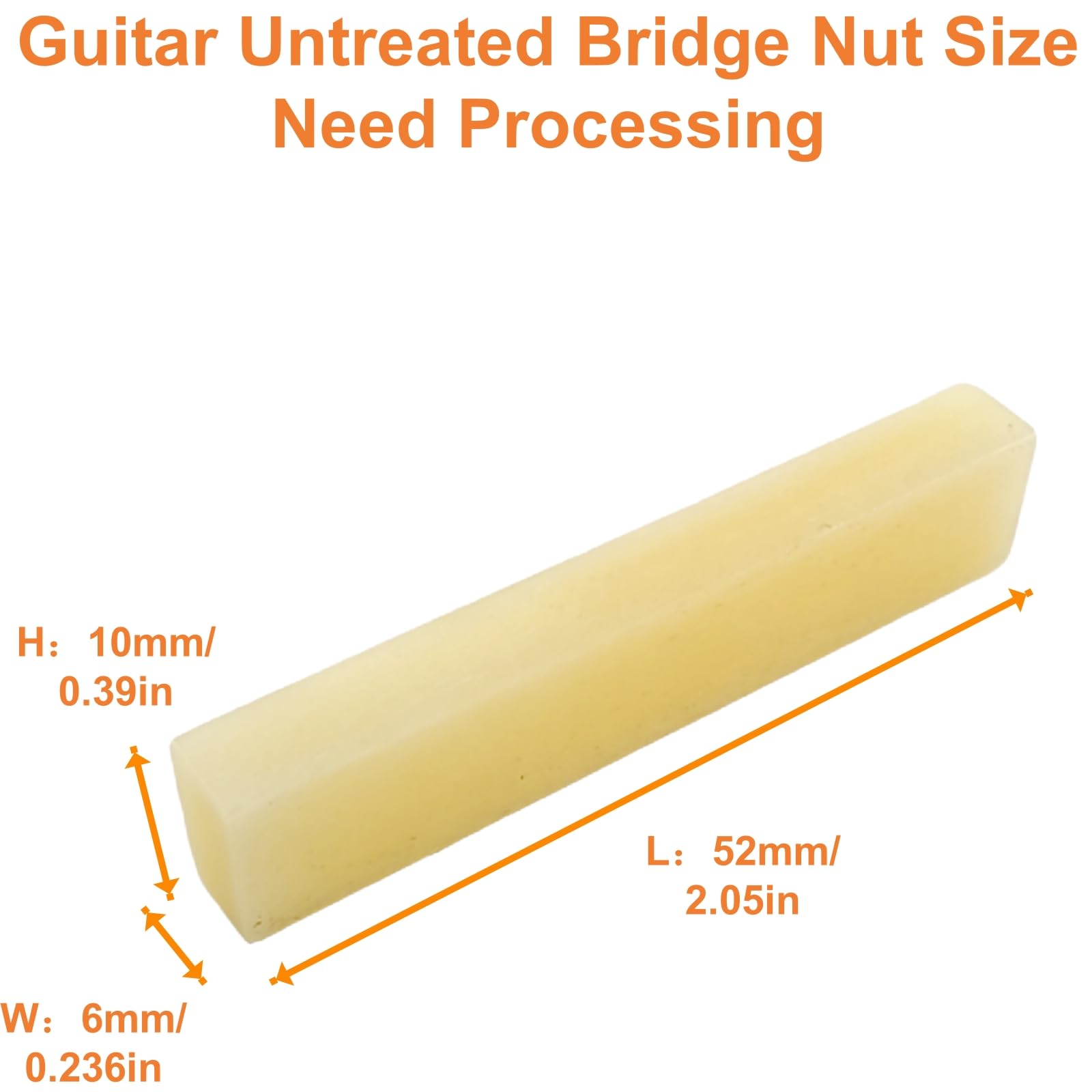 Miwayer 2 Pack 6-12 String Blank Guitar Untreated Unbleached Bone Nut, Guitar Bridge Nuts, Cut from Whole Bones, 52x10x6mm