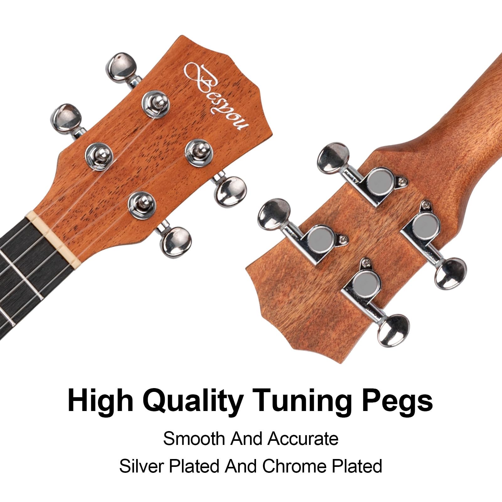 Besyou 21 Inches Beginner Ukulele Kids Travel Student Uku Wooden Soprano Mahogany Ukelele Kits with Tuner Gig Bag Strap Carbon Nylon String Picks Cloth Gift Choice (Ma)
