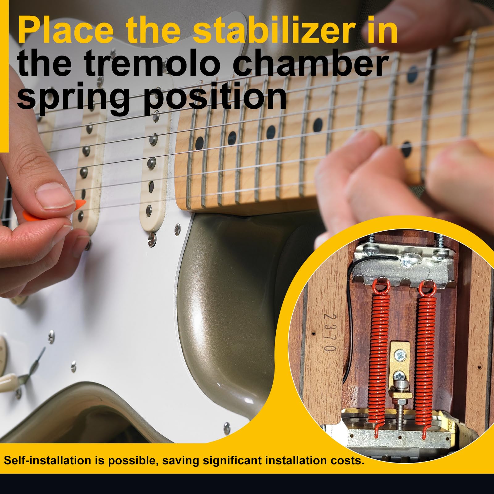 Brass Tremolo Stopper Stabilizer Set Suitable for Floyd Rose and Other Floating Bridges Guitar Parts (FMTS) with Screw Wrench