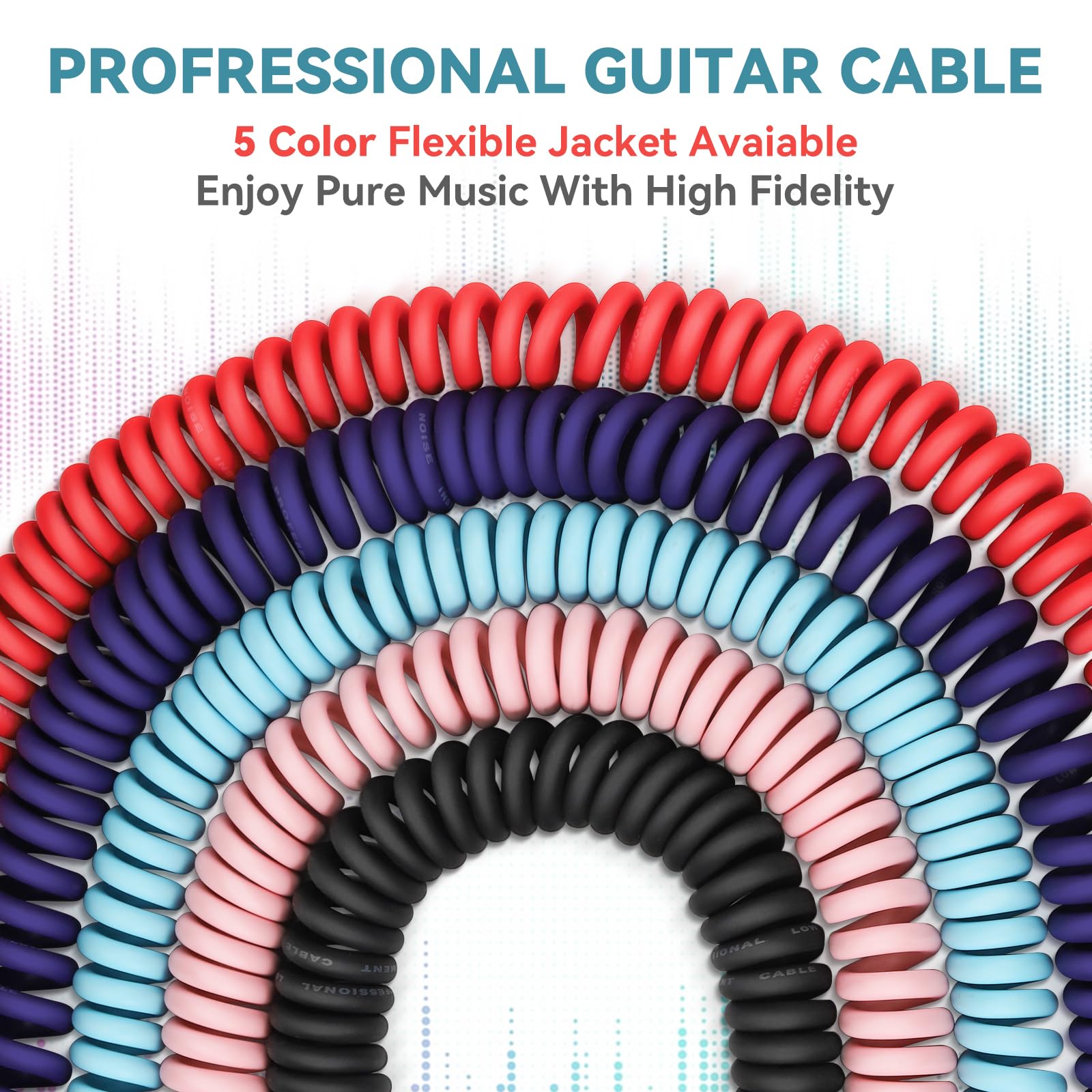 Augioth Curly Guitar Cable 10ft 2Pack Red