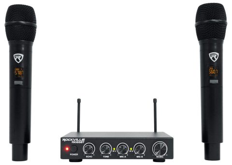 Rockville RKI65BT Dual UHF Bluetooth Wireless Microphone Karaoke Interface