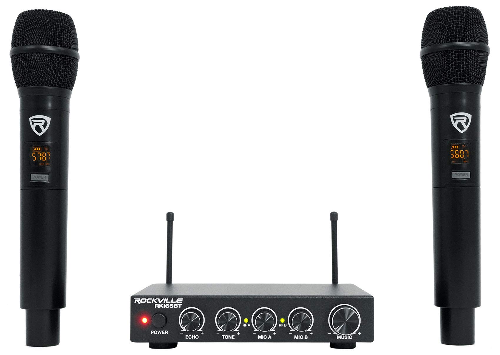 Rockville RKI65BT Dual UHF Bluetooth Wireless Microphone Karaoke Interface