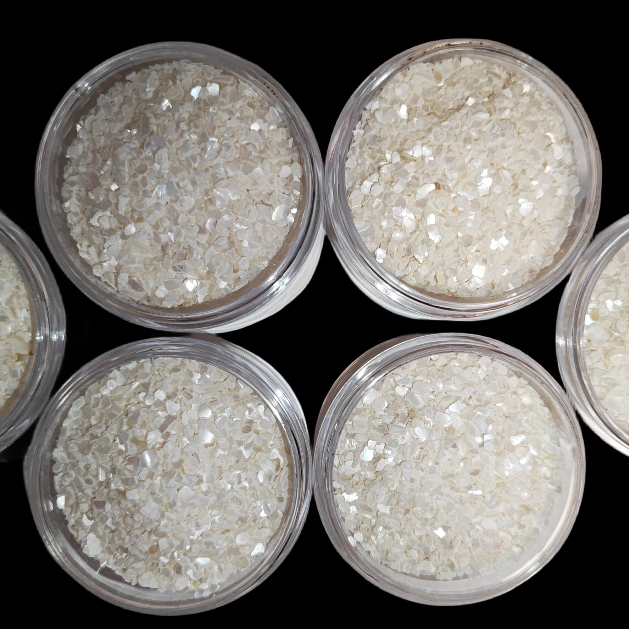 GOMMO Mother of Pearl Crushed Flake 2oz Shell Inlay Supplies for Woodcrafts,Luthiers and Hobbies (White, Middle)
