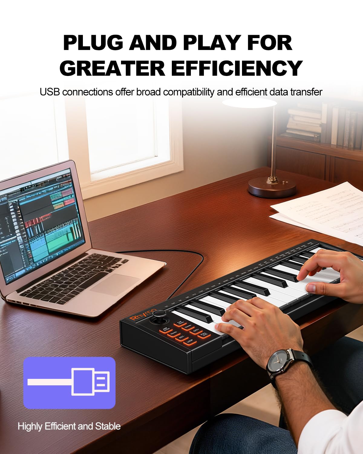 25 Key MIDI Keyboard Controller Portable USB MIDI Controller with Arpeggiator, Velocity Sensitive Keys, Beat Maker for Beginners – Compatible with GarageBand, FL Studio, Ableton Live
