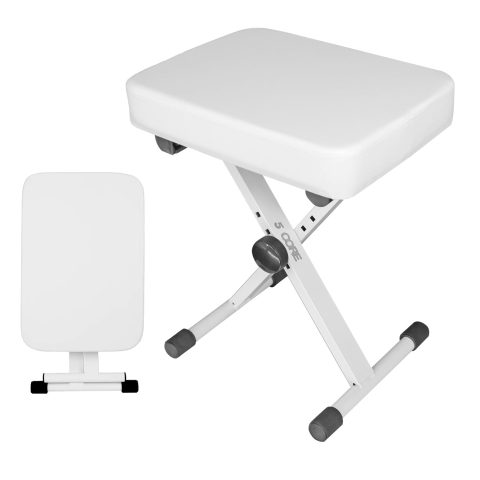 5 CORE Piano Bench X-Style Foldable 3″ Padded Keyboard Seat Adjustable Height for Keyboards Synths Digital Pianos for Musicians, Kids & Professionals White – KBB WH HD