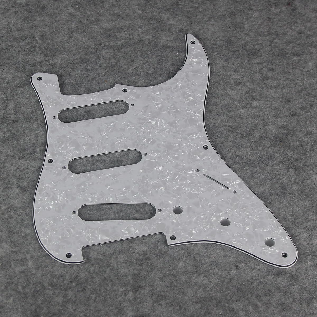 FLEOR SSS 8 Hole ST Guitar Pickguard Backplate Tremolo Cavity Cover with Screw for Vintage ST Style Guitar Parts, 4Ply White Pearl