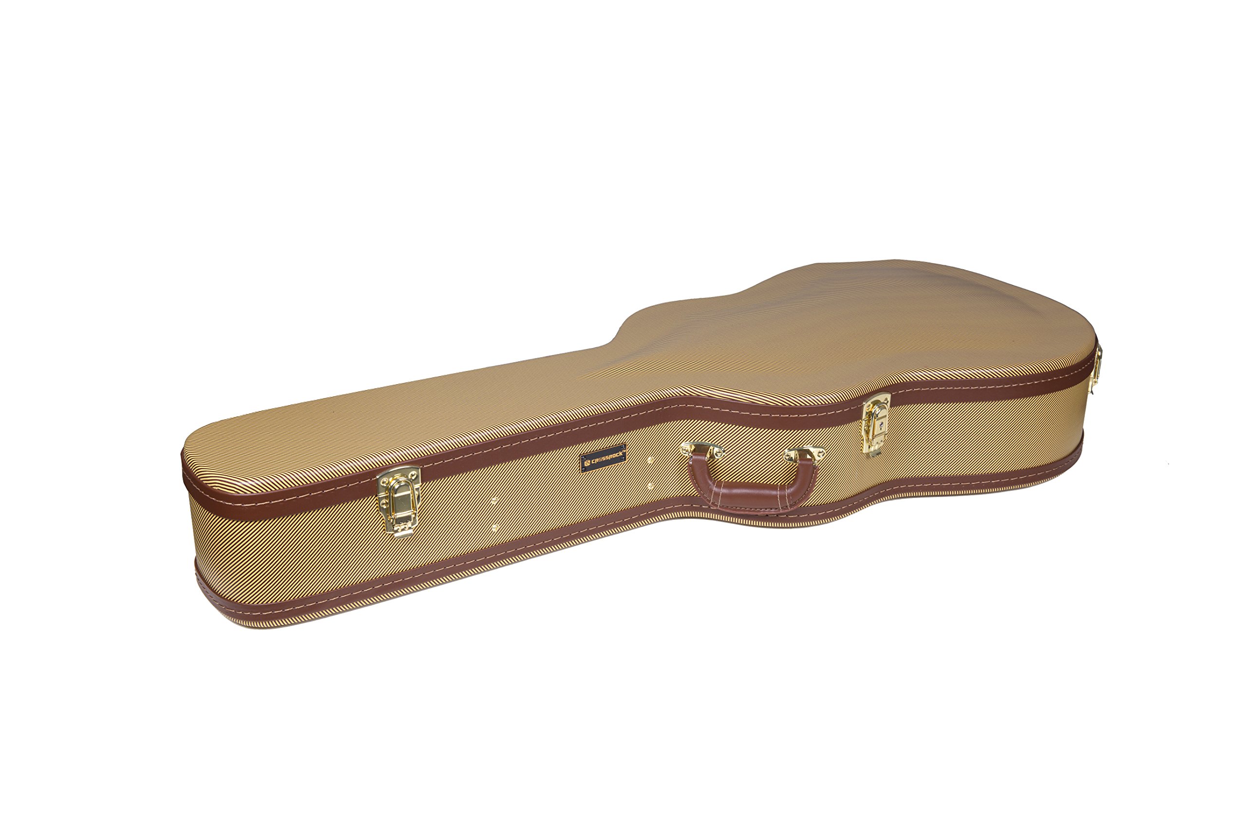 Crossrock Wooden Dreadnought Acoustic Guitar Case | Arched Top, Padded Interior, Lock & Storage – Fits Martin D-28, Taylor 210, Yamaha FG -Vinyl Tweed (CRW600DTW)