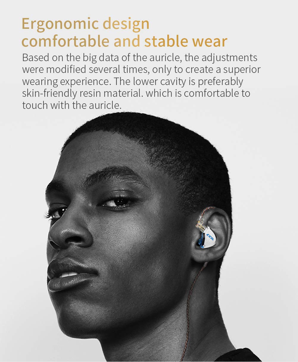 CCA C12 5BA+1DD Hybrid in-Ear Earphones with Mic, Amber Gold