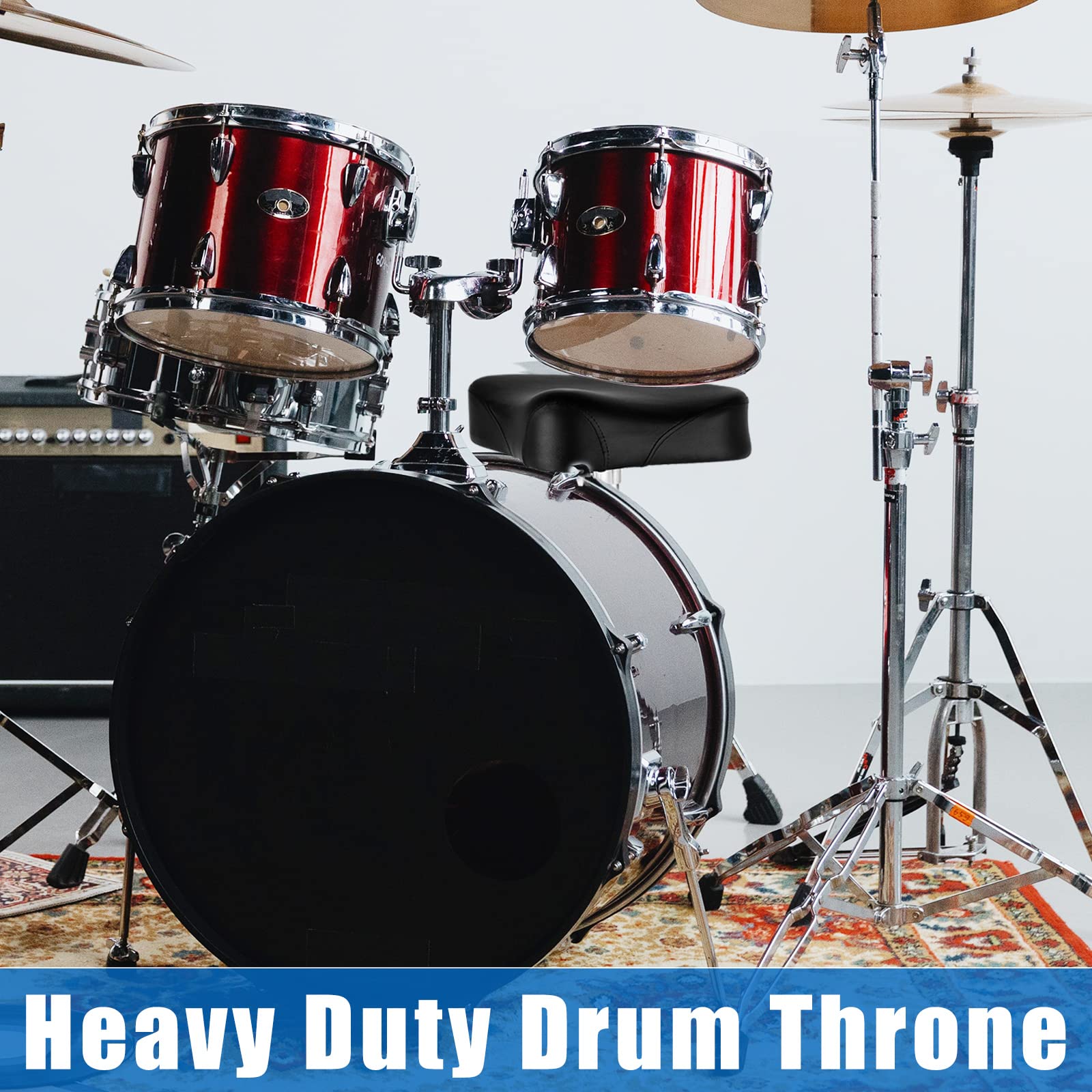 EASTROCK Drum Throne Drum Seat Height Adjustable,Padded Drum Stools Motorcycle Style Drum Chair with Anti-Slip Feet for Drummers,Adult