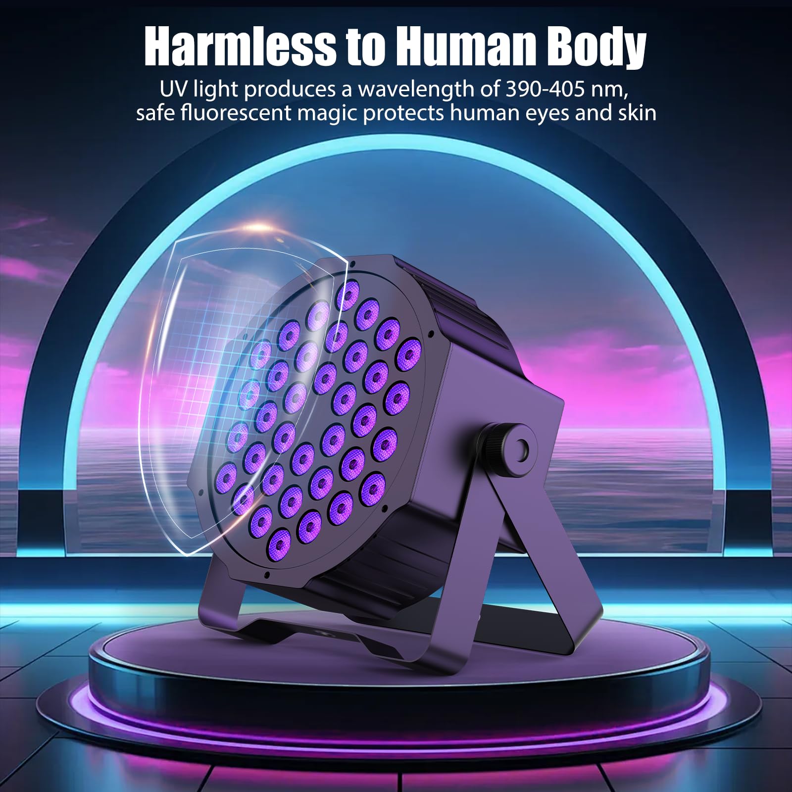 U`King Black Lights 72W UV LED Blacklight Glow in The Dark Black Light with Remote Control DMX Sound Activated Portable Strobe Lights for Parties Birthday Wedding DJ Stage (4 Packs)
