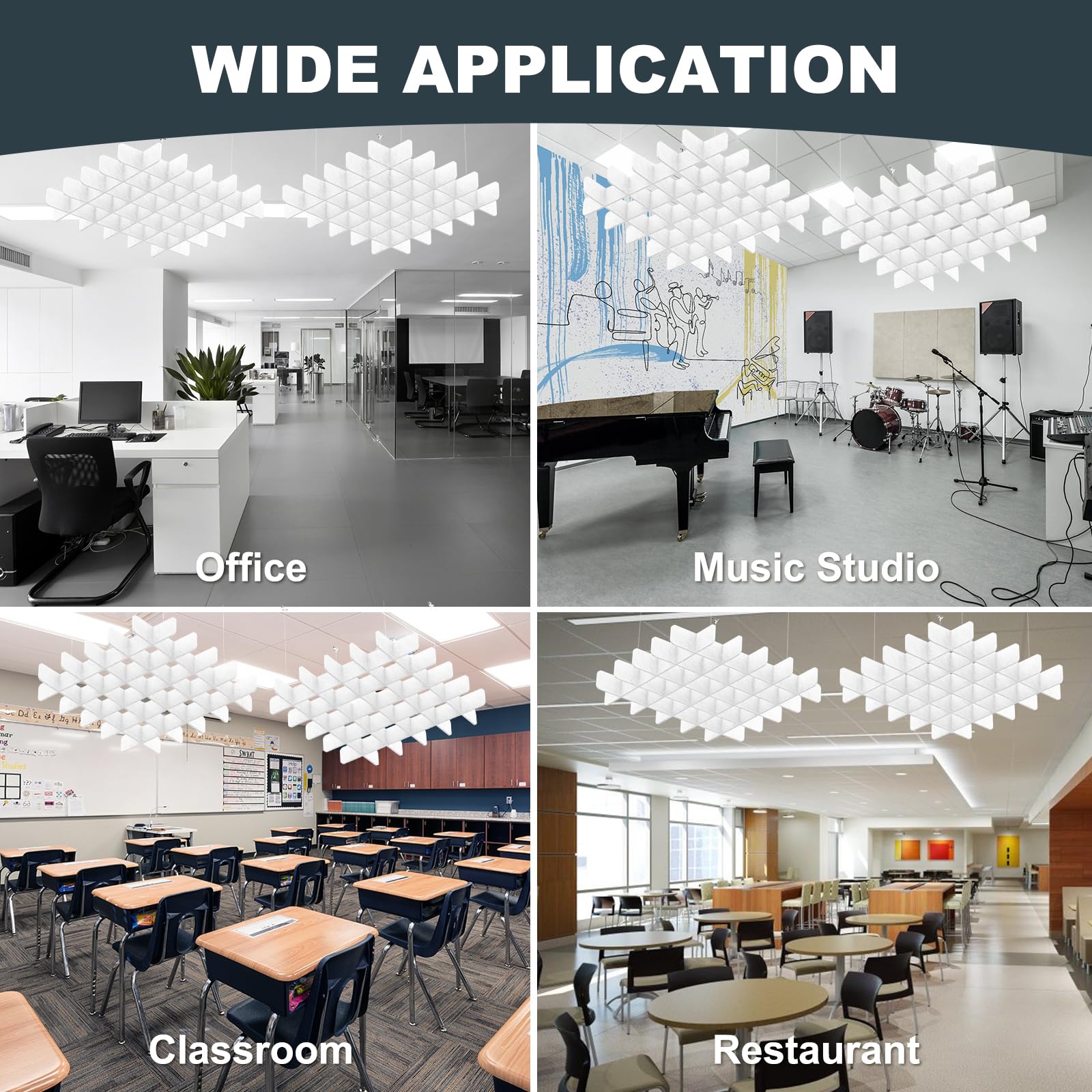 Acoustic Ceiling Panels Sound Absorbing Panels, Square White