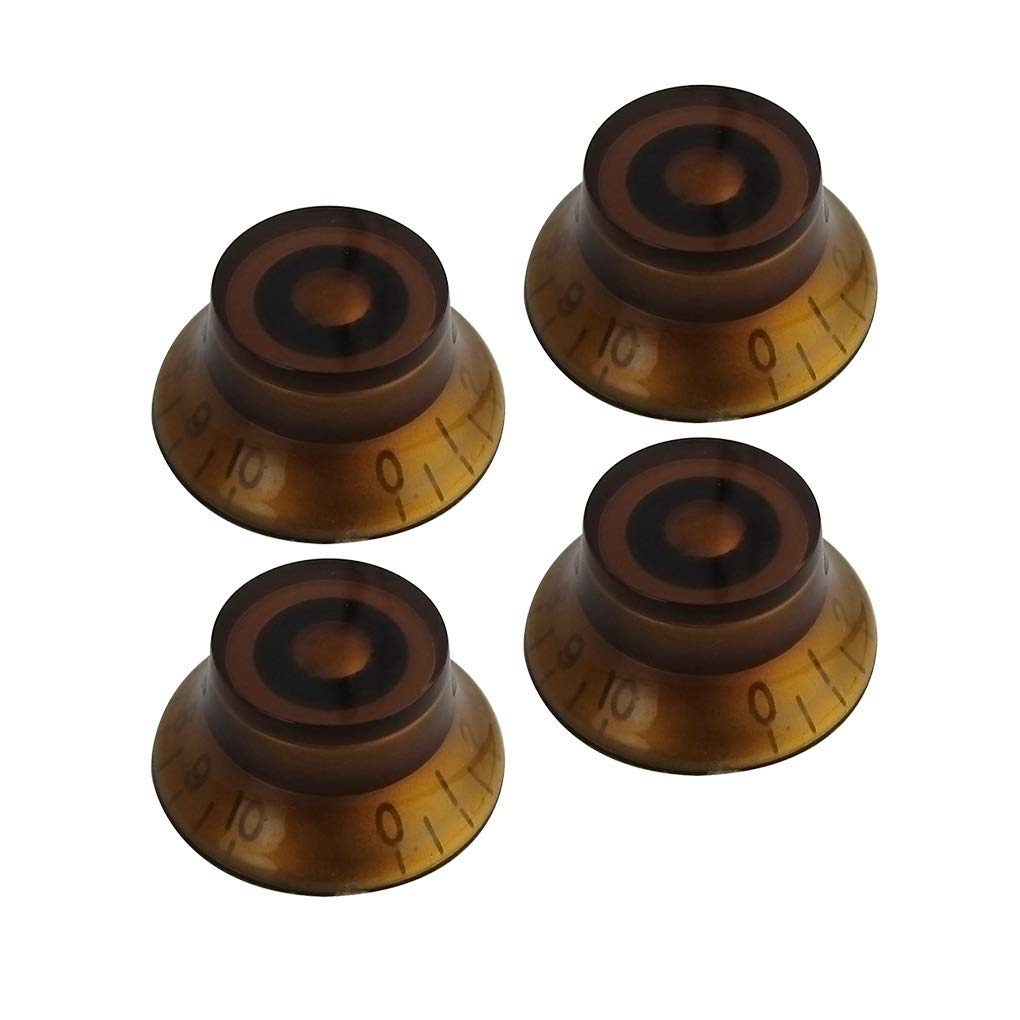 FLEOR 4pcs LP Guitar Top Hat Knobs Amber 18 Splines Bell Knob for LP SG Electric Guitar