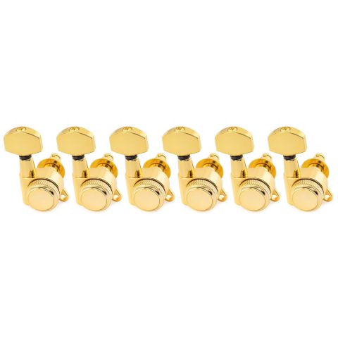 Musiclily Pro R18K-04 6 inline 18:1 Ratio Full Sealed Locking Tuners Gold