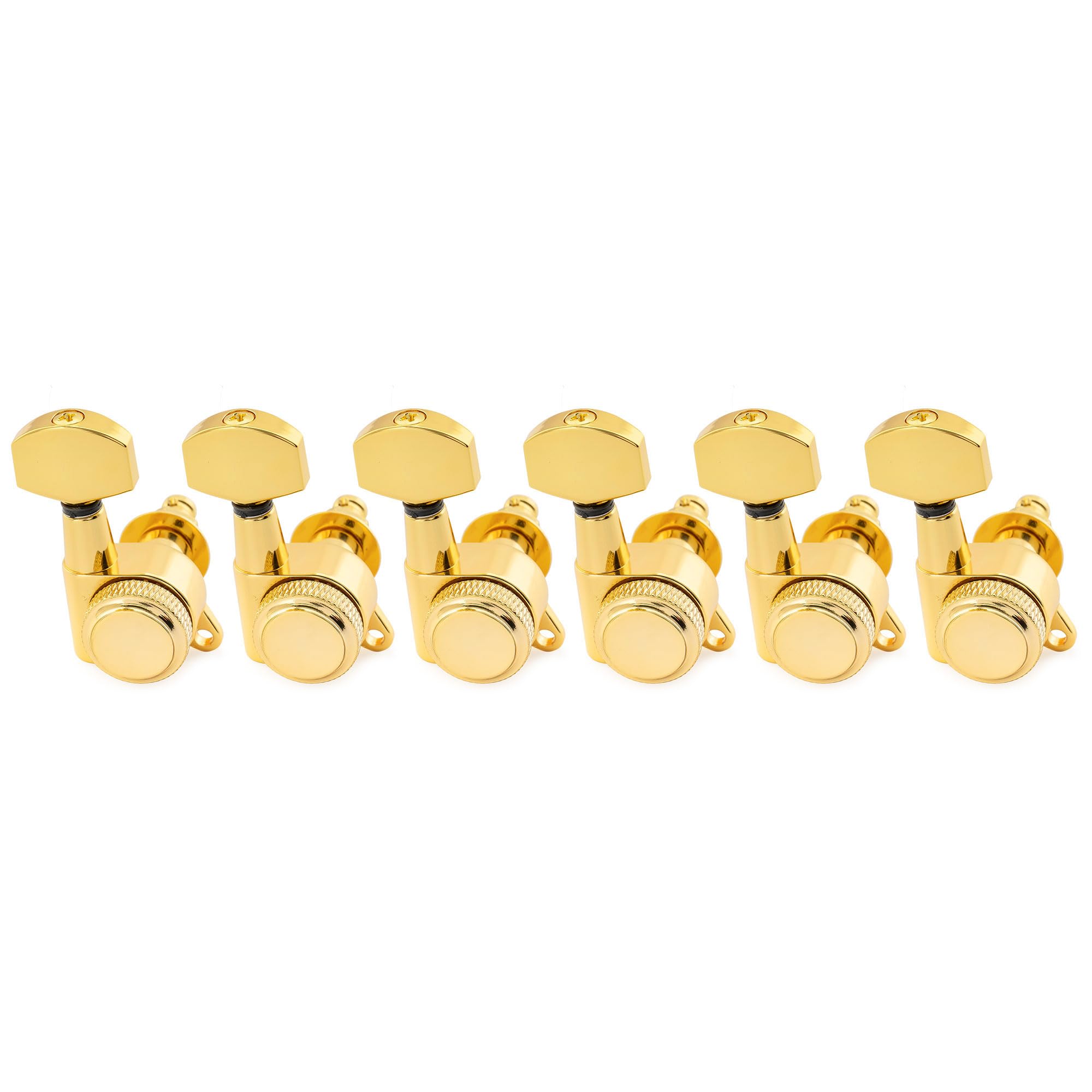 Musiclily Pro R18K-04 6 inline 18:1 Ratio Full Sealed Locking Tuners Gold
